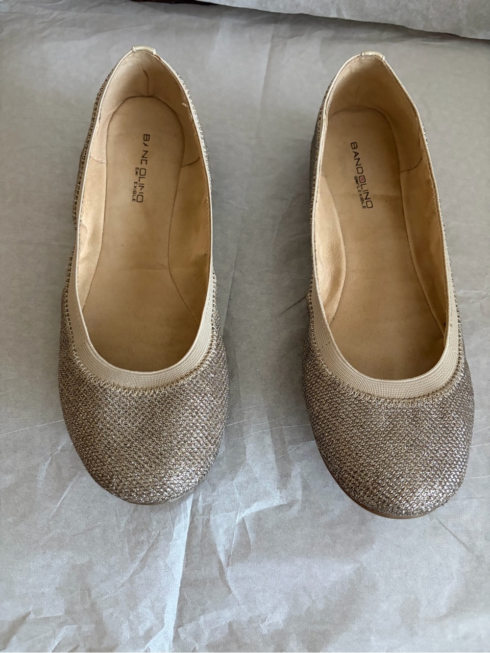 Bandolino Sparkle Ballet Flats in Champagne Gold